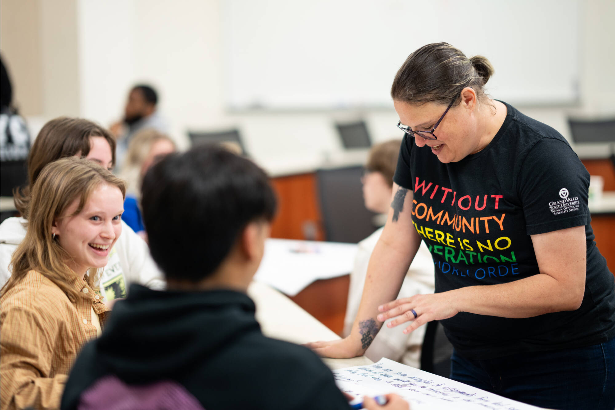Dr. Becky Williams speaks with students
